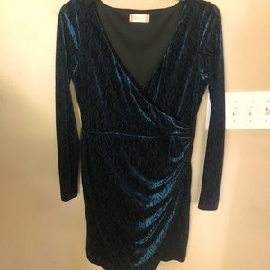 Altar’d State Velvet teal wrap dress